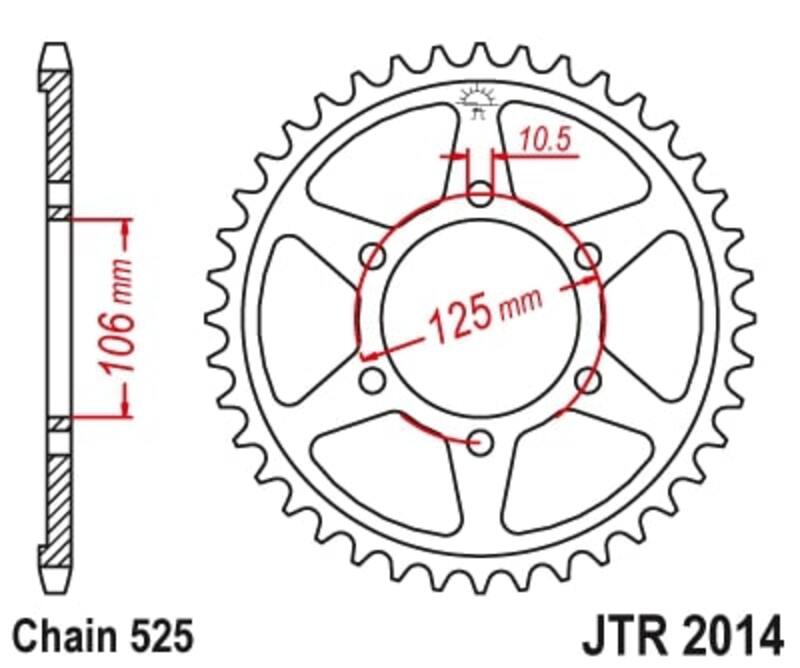 JT SPROCKETS Standard Stahlritzel hinten 2014 - 525