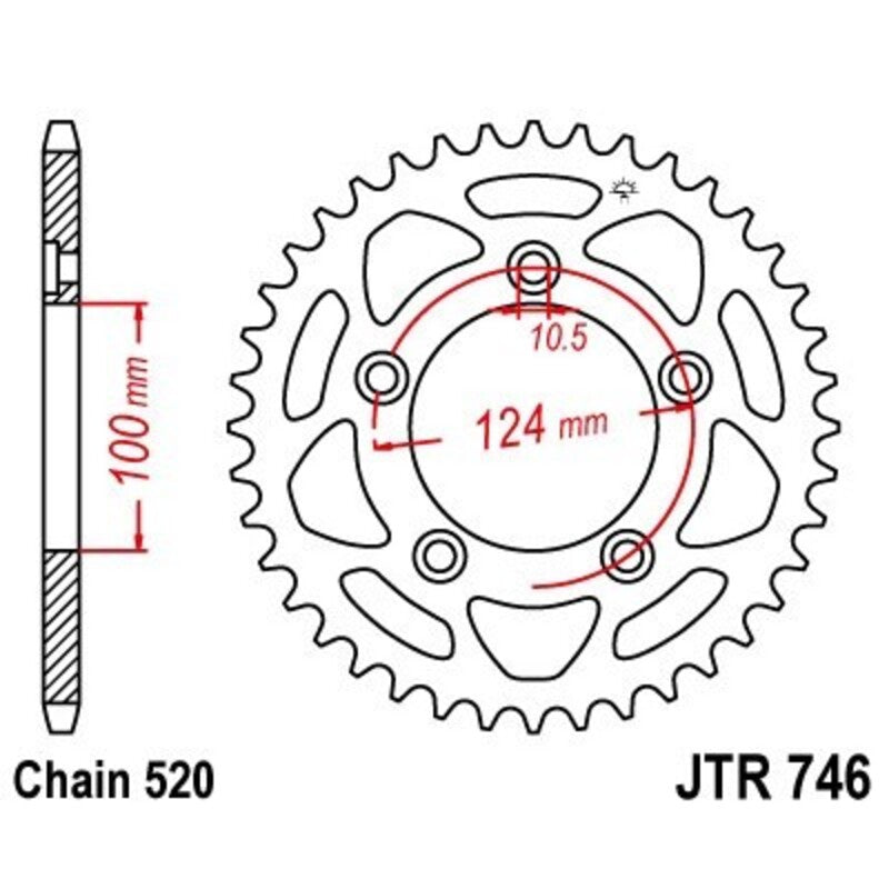 JT SPROCKETS Stahl Standard Kettenrad 746 - 520