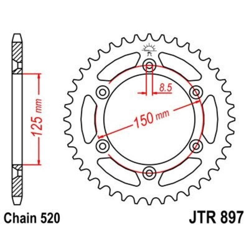 JT SPROCKETS Zink Standard Kettenrad 897 - 520