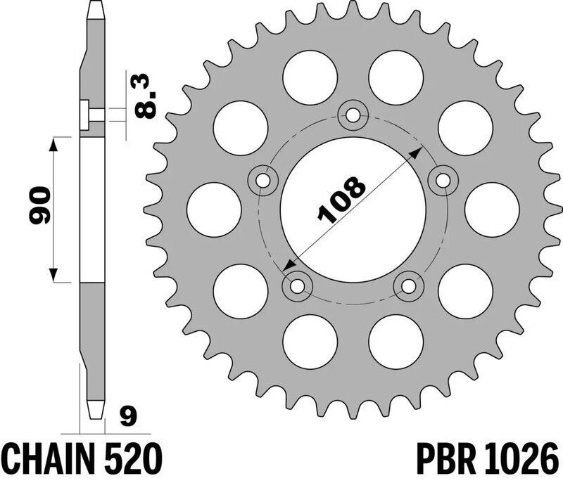 PBR Kettenrad Stahl Standard - 520