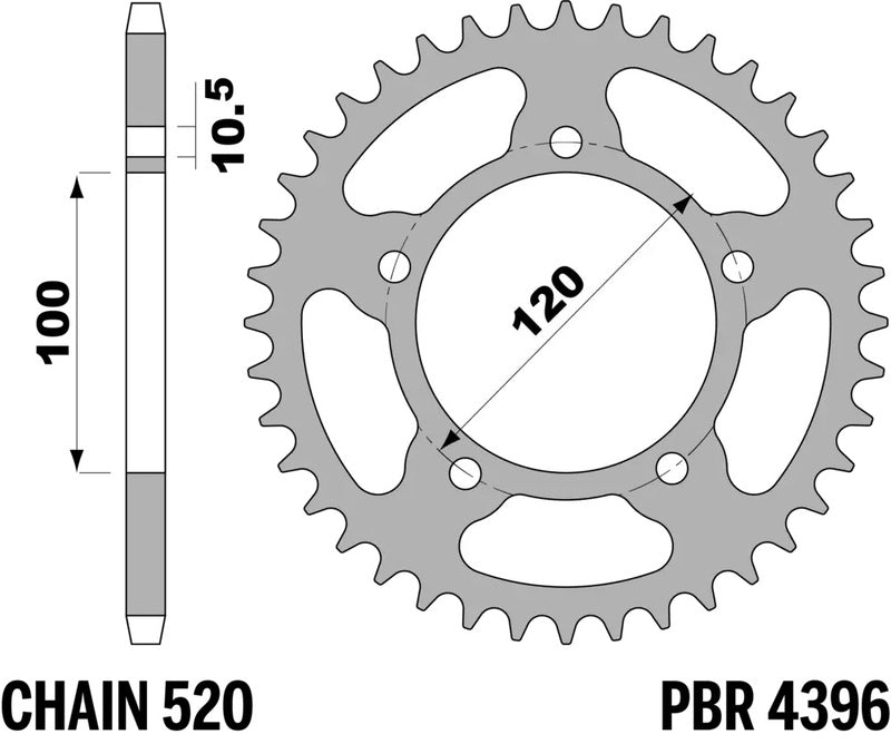 PBR Kettenrad Alu gehärtet - 520