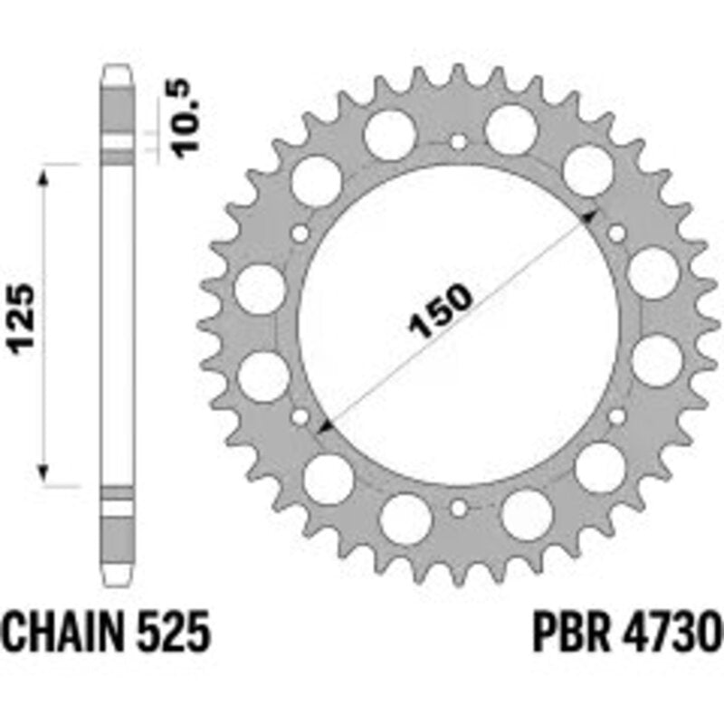 PBR Kettenrad Stahl Standard - 525