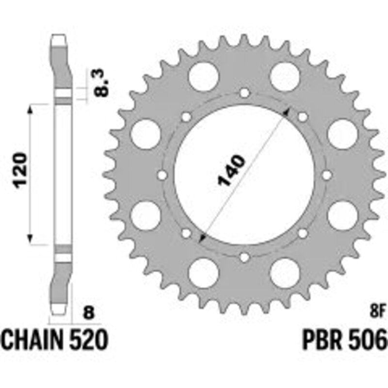 PBR Kettenrad Stahl Standard - 520