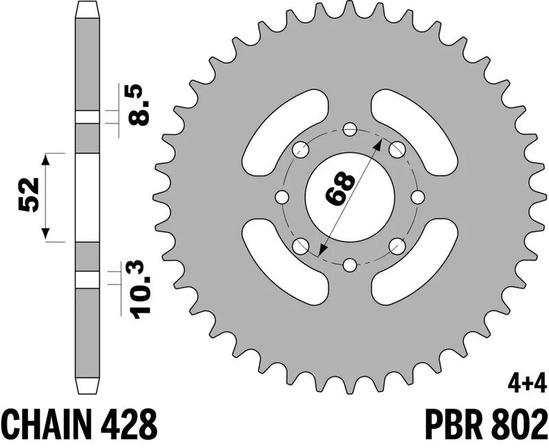 PBR Kettenrad Stahl Standard - 428