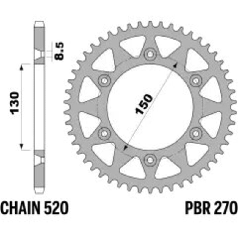 PBR Kettenrad Stahl Standard - 520