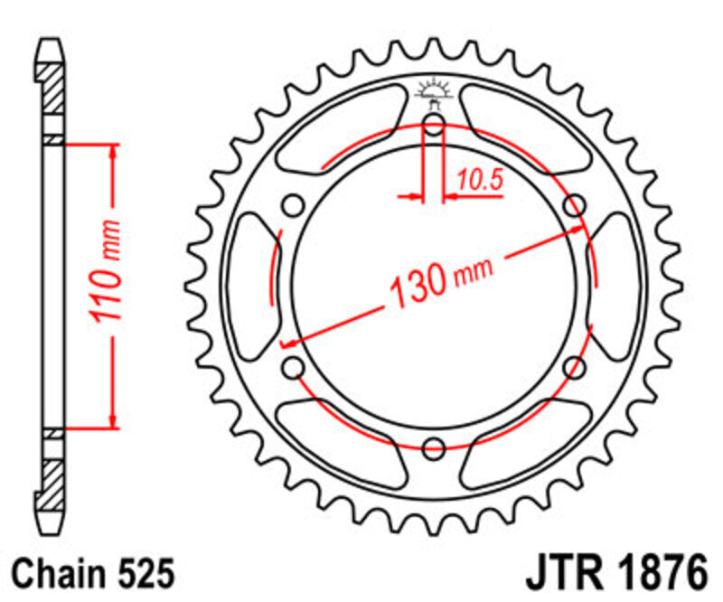JT SPROCKETS Standard Kettenrad hinten 1876 - 525