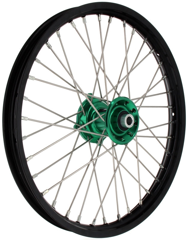 ART Komplett Vorderrad 21x1,60x36T Schwarz Felge/Grün Nabe/Silber Speichen/Silber Speichennippel