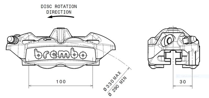 BREMBO M4 Bremssattel vorne rechts Titan Ø34mm