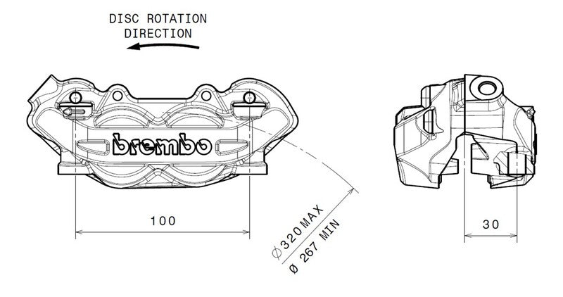 BREMBO P4 Bremssattel vorne links Titan Ø32mm