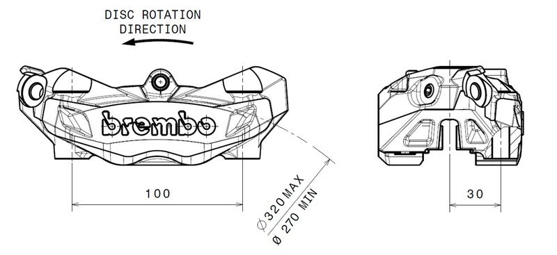 BREMBO M4 vorne rechts Bremssattel schwarz Ø32mm