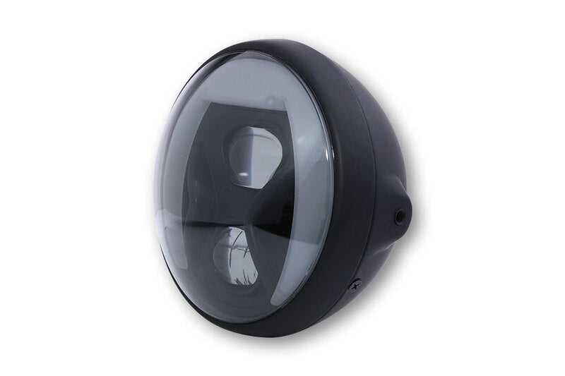 HIGHSIDER pro 7 Zoll Scheinwerfer British-Style Typ 8 LED Schwarz Mit TFL, Kurvenlicht, E-Geprüft (1Stck)
