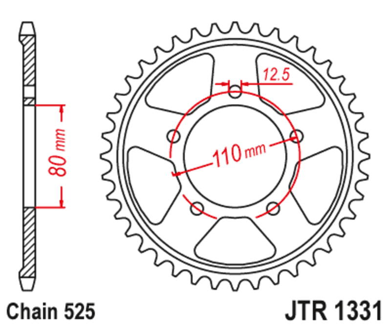 JT SPROCKETS Standard Stahlritzel hinten 1331 - 525