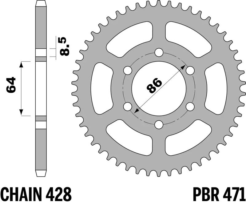 PBR Kettenrad Stahl Standard - 428