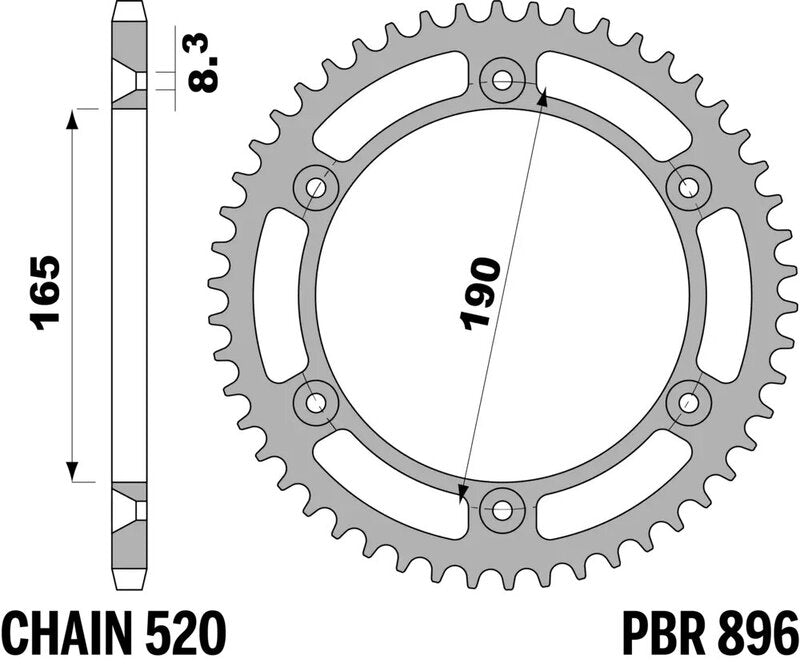 PBR Kettenrad Stahl Standard - 520