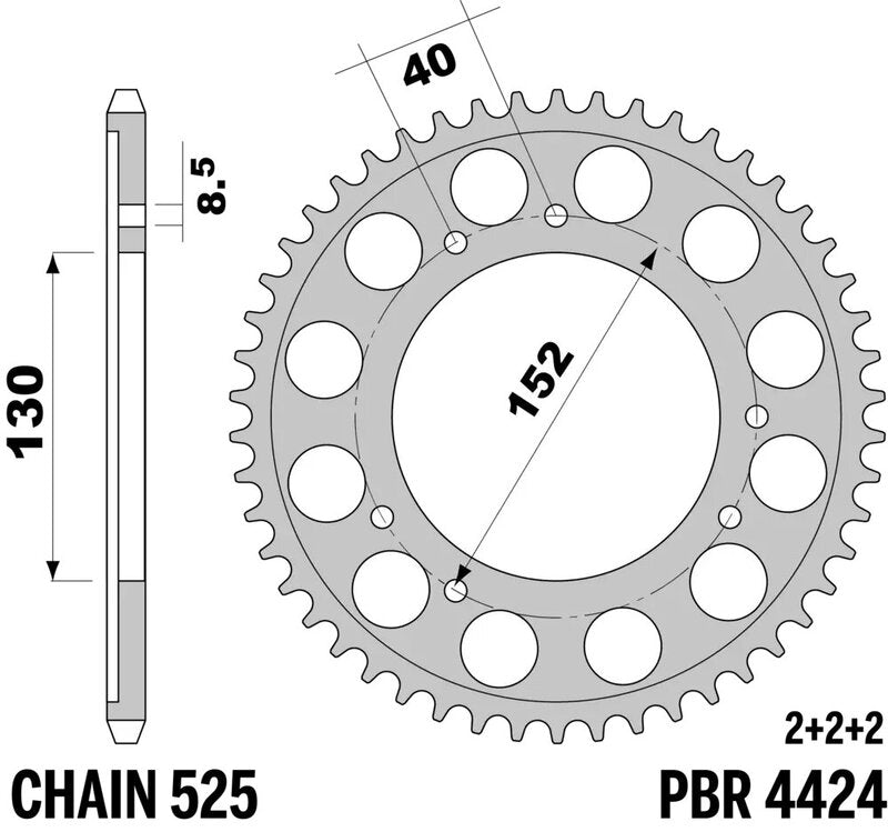 PBR Kettenrad Stahl Standard - 525