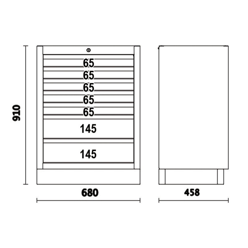 BETA Fixed Module 7 Drawers Grey