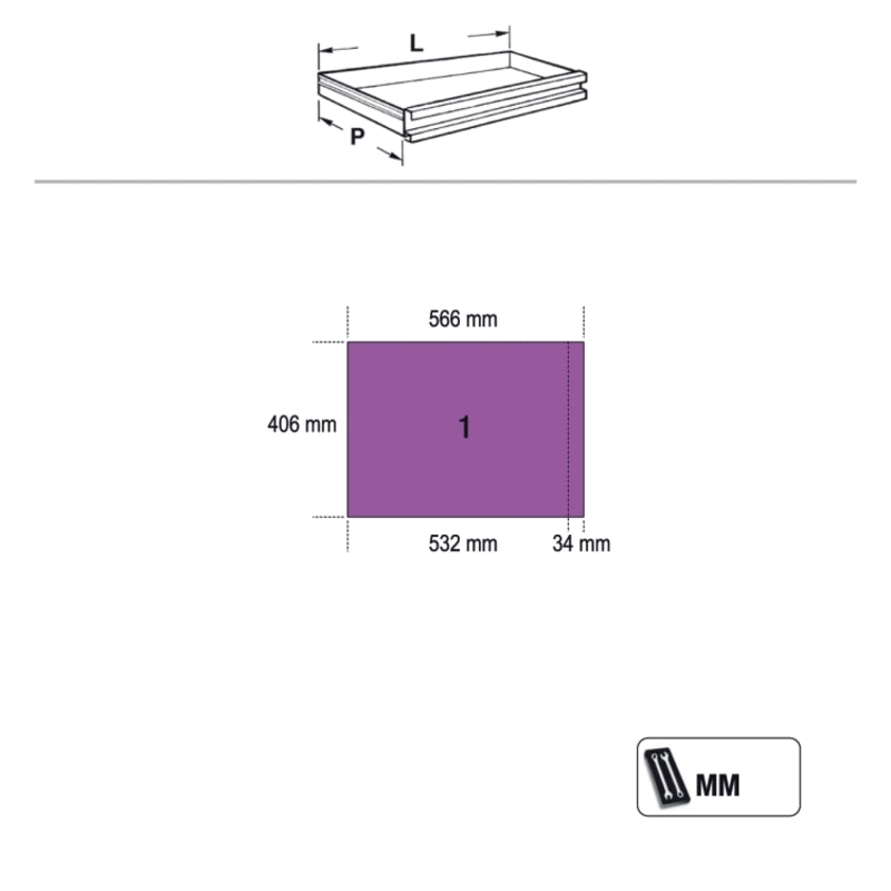 BETA Fixed Module 7 Drawers Grey