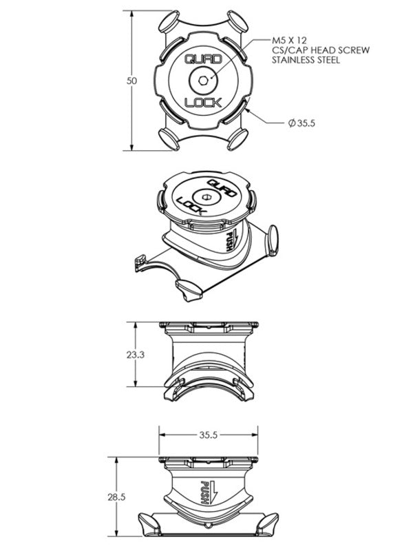 QUAD LOCK Fahrrad Lenker-/Vorbauhalterung