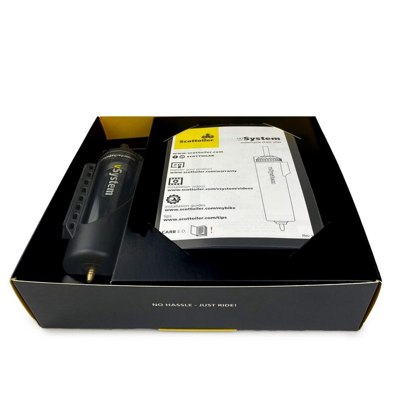 SCOTTOILER vSystem Kettenöler Universal Edition + Biologisch abbaubares grünes Schmiermittel