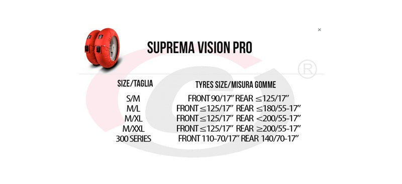CAPIT Suprema Vision Reifenwärmer S/M - (Vorne 90/17" / Hinten ≤125/17")