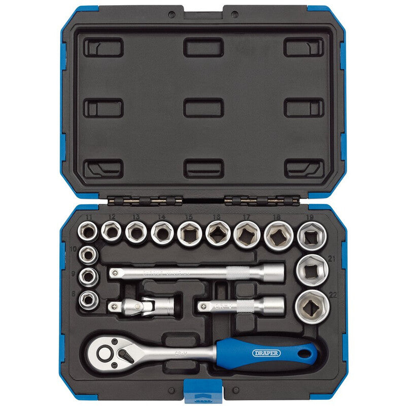 DRAPER Metric & Inch 3/8" Sockets & Ratchet Set - 18 Pieces