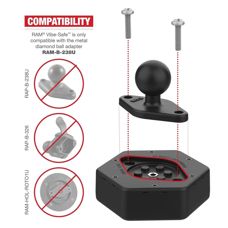 RAM MOUNTS Vibe-Safe Vibrationsdämpfer für 2-Loch-Halterungen