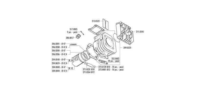 POLINI Zylindersatz Racing BWS-MBK Booster ⌀47 Pin 12