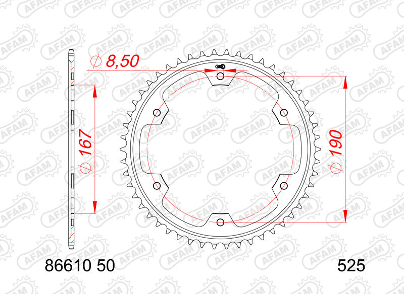 AFAM Standard Stahlritzel hinten 86610 - 525