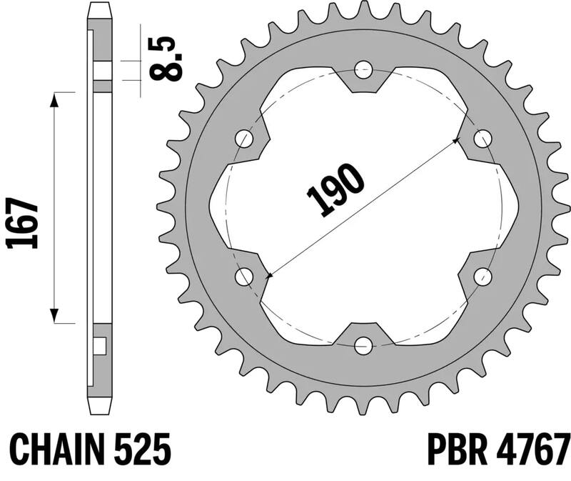 PBR Stahl Standard Kettenrad 4767 - 525