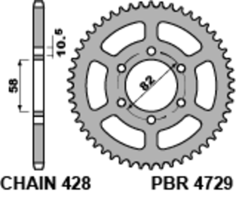 PBR Stahl Standard Kettenrad 4729 - 428