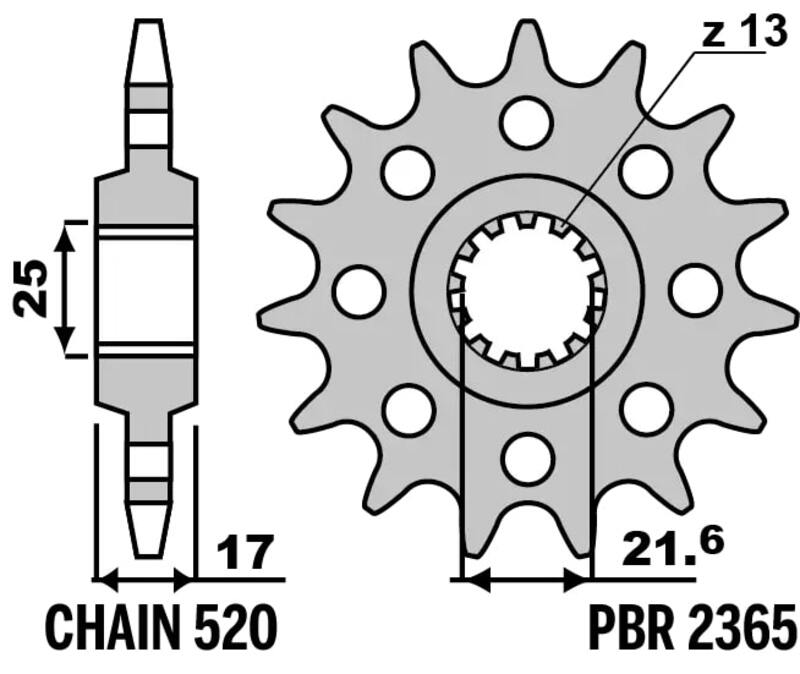 PBR Standard Stahlritzel vorne 2365 - 520