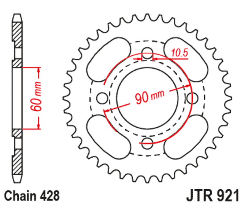 JT SPROCKETS Standard Stahlritzel hinten 921 - 428