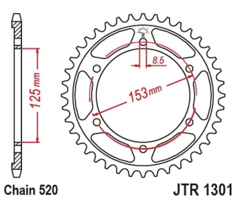 JT SPROCKETS Kettenrad Stahl Standard - 520