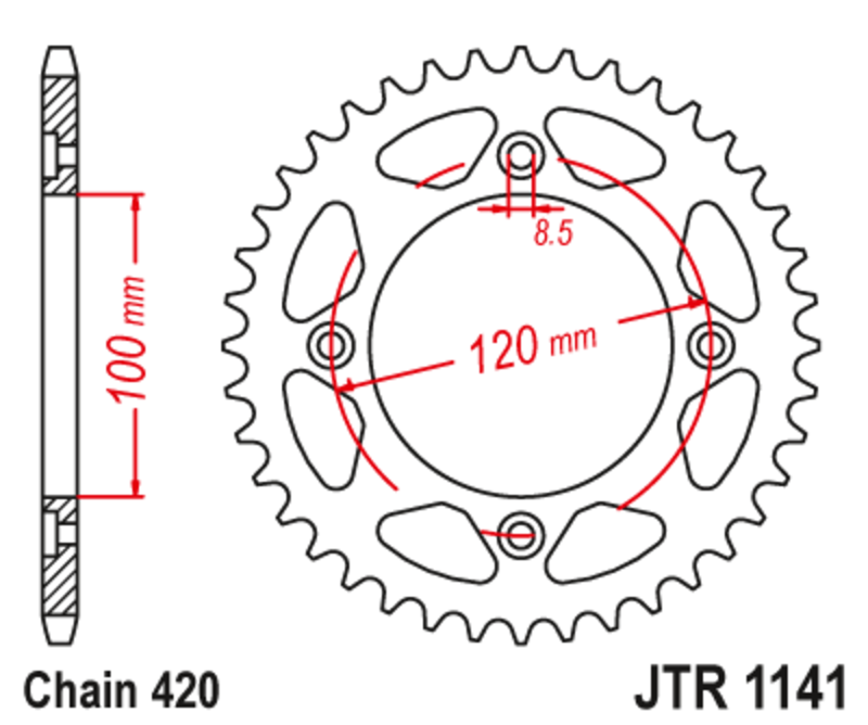 JT SPROCKETS Standard Stahlritzel hinten 1141 - 420