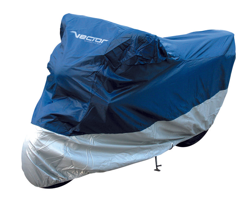 VECTOR Abdeckplane Innen-/Außen für Motorrad/Scooter – Blau/Silber - L
