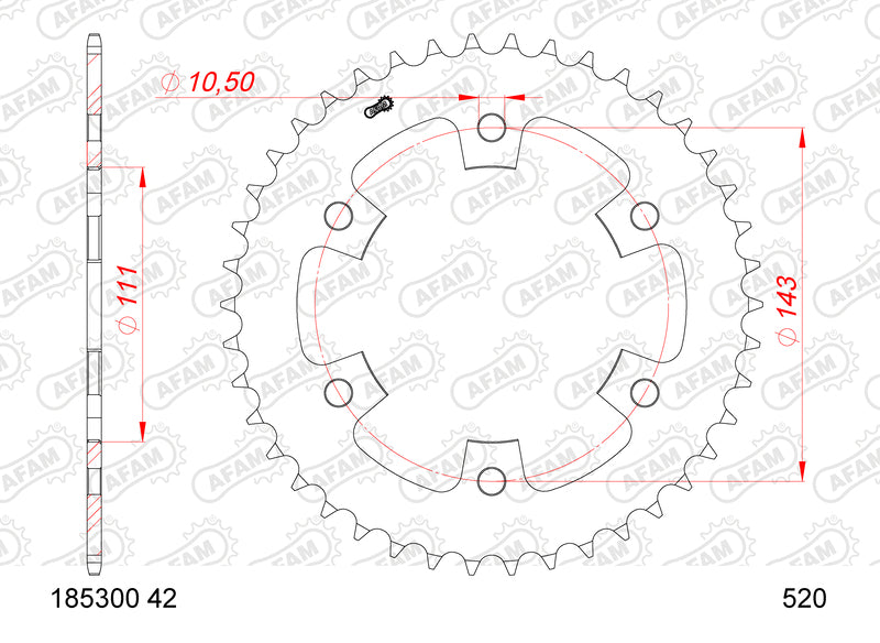 AFAM Kettenrad Stahl Standard - 520