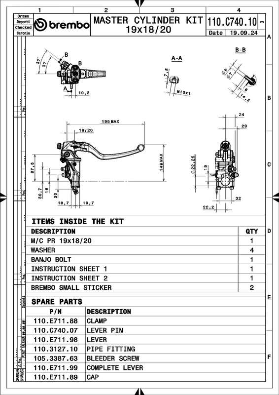 BREMBO UPGRADE 19RCS Corsa Corta Radial Hauptbremszylinder