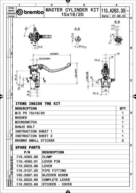 BREMBO UPGRADE Hauptbremszylinder – Pr15 RCS langer Klapphebel