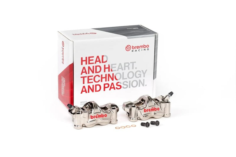 BREMBO Paar GP4RX - 18mm Bremssättel (CNC-gefräst - verchromt) (mit Belägen)