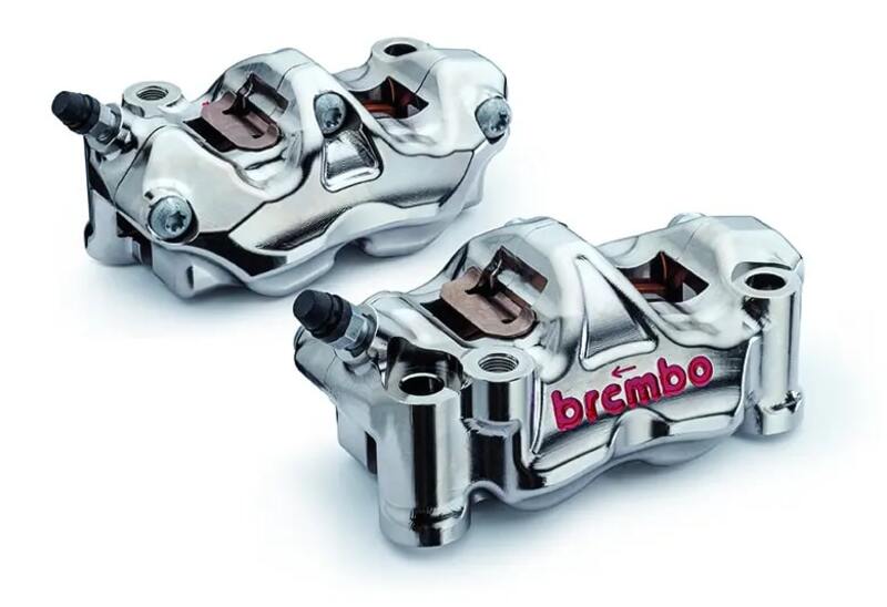 BREMBO Paar GP4RX - 18mm Bremssättel (CNC-gefräst - verchromt) (mit Belägen)