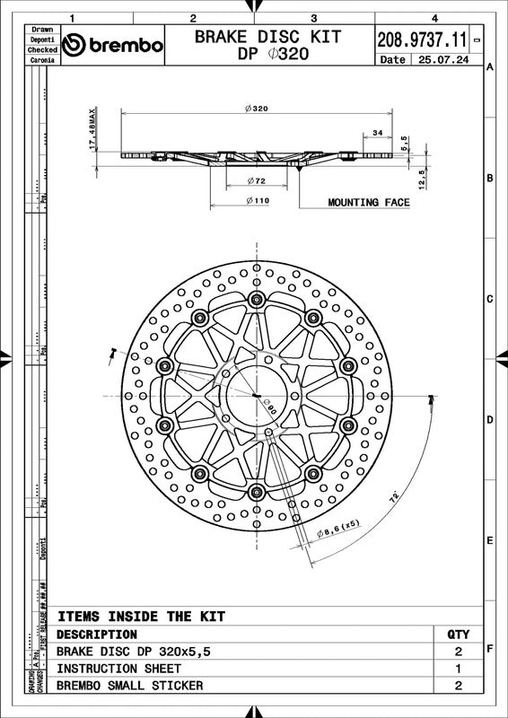 BREMBO UPGRADE Supersport Paar schwimmende Bremsscheiben - 208973711