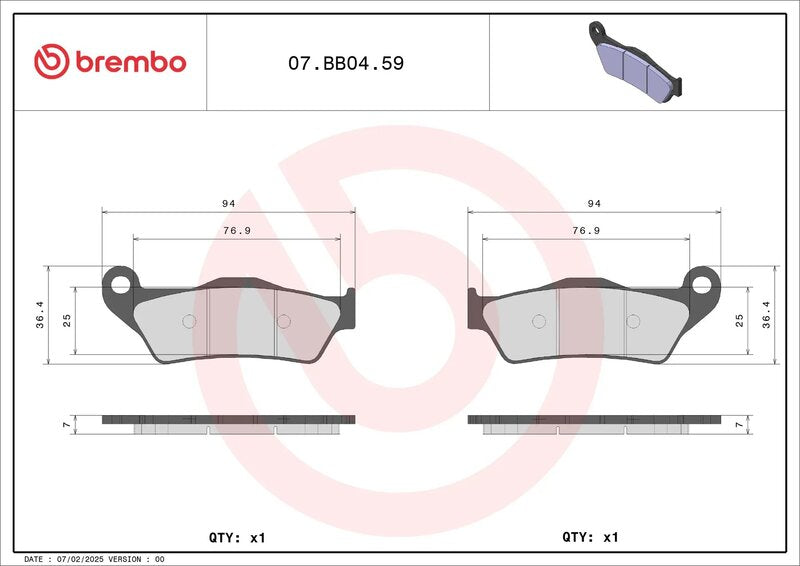 BREMBO Bremsbeläge 07BB0459 - Sintermetall