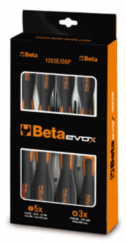 BETA TOOLS Satz mit 8 Schlitz- und Kreuzschlitzschraubendrehern