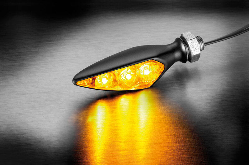 KELLERMANN Rhombus S Extreme LED Blinker, schwarzes Gehäuse / klares Glas, vorne rechts oder hinten links