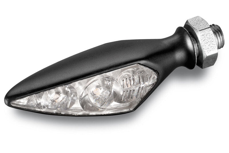 KELLERMANN Rhombus S Extreme LED Blinker, schwarzes Gehäuse / klares Glas, vorne rechts oder hinten links