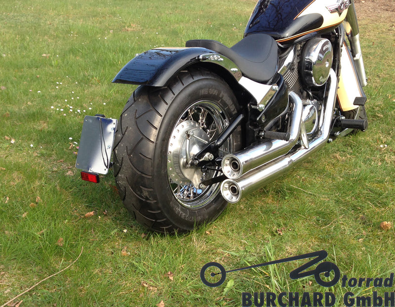 BURCHARD EXCELLENCE Seitlicher Kennzeichenhalter mit Teilegutachten, Kawasaki VN 800 Vulcan /Classic, schwarz glänzend
