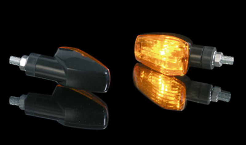HIGHSIDER smart IMOLA 1 Mini-Blinker, Schwarz, Glas gelb, E-Geprüft, Kurzer Arm, (Paar)