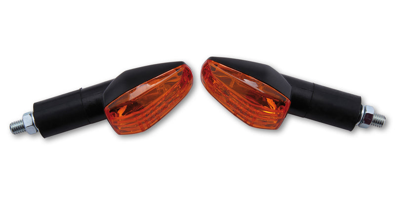 HIGHSIDER smart IMOLA 1 Mini-Blinker, Schwarz, Glas gelb, E-Geprüft, Langer Arm, (Paar)