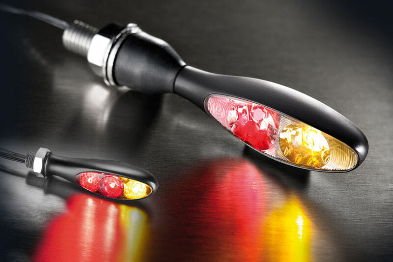 KELLERMANN Micro S DF Dark 3in1 Rücklicht-/Bremslicht-/Blinker-Einheit, schwarzes Gehäuse / getöntes Glas