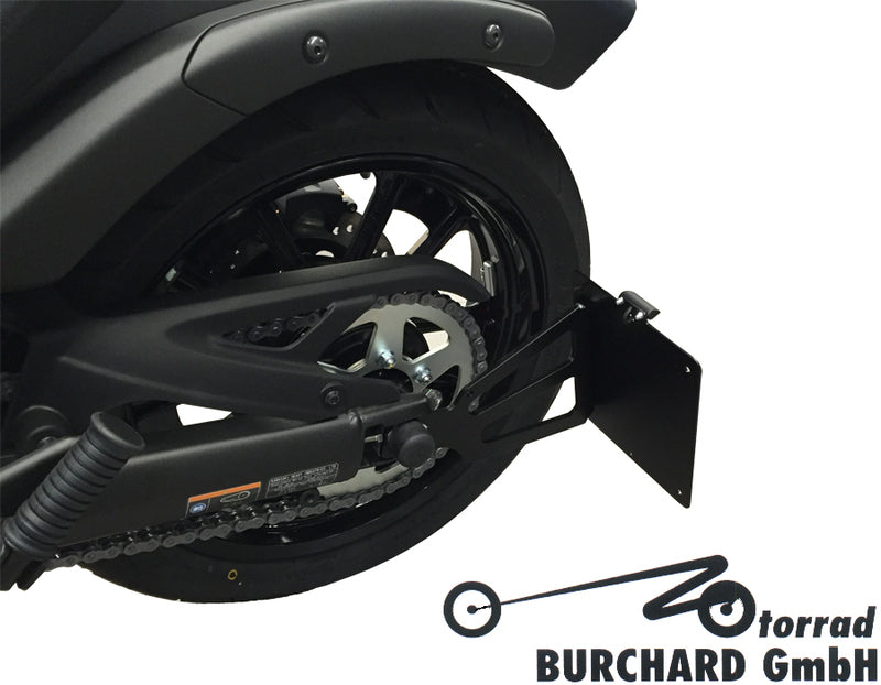 BURCHARD EXCELLENCE Seitlicher Kennzeichenhalter mit Teilegutachten, Kawasaki EN 650 Vulcan S 15-, schwarz matt